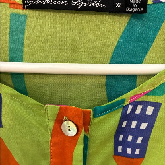 NWOT Gudrun Sjoden Green Multicolor Tunic - Picture 3 of 4